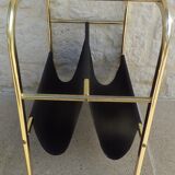 Vintage gilded metal magazine door with glass top and two compartments