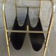 Vintage gilded metal magazine door with glass top and two compartments