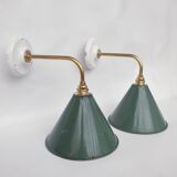 Swan neck enamelled sheet metal wall lights