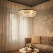 1960s Italian Crystal & Brass Chandelier – 6 Lights