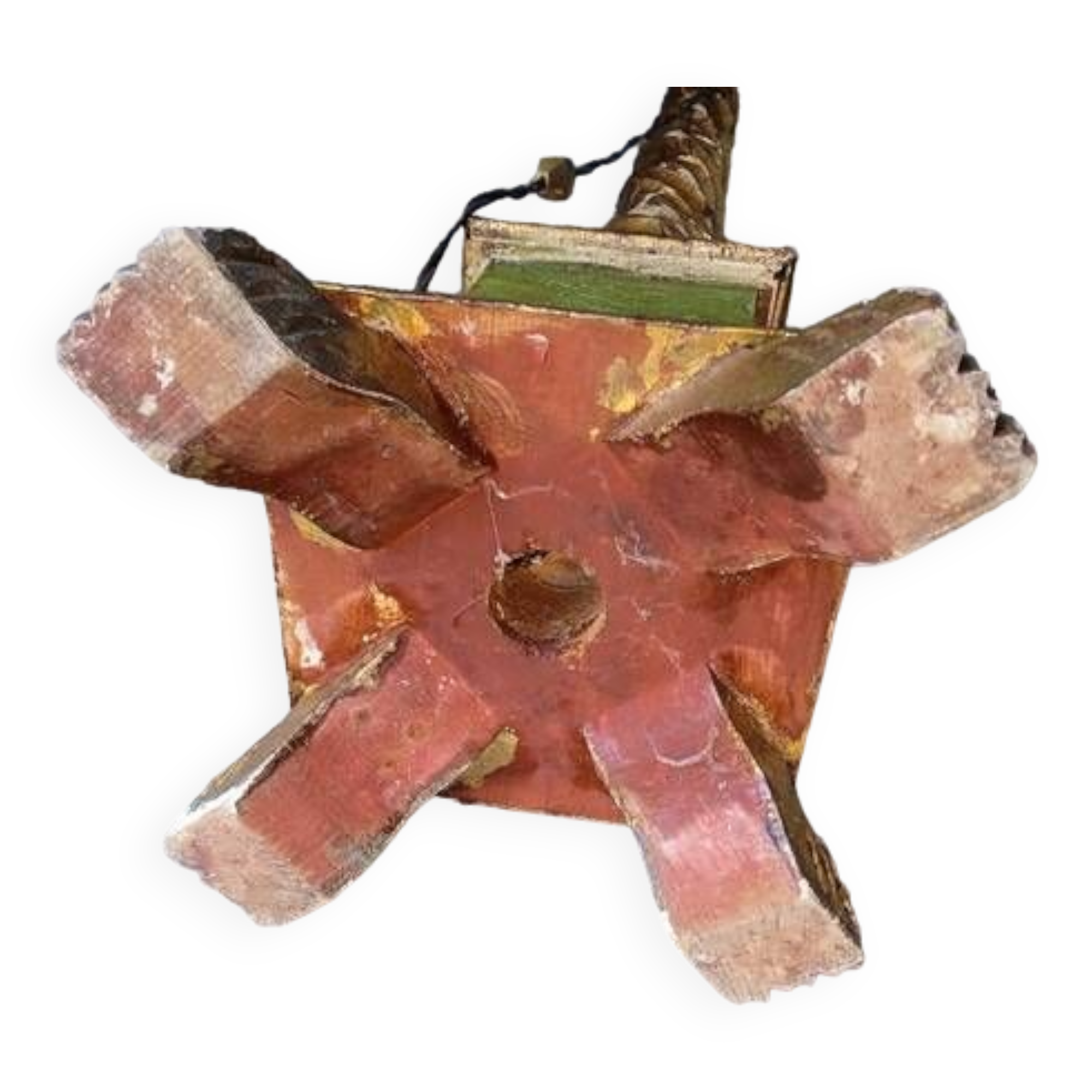 Polychrome gilded carved wood floor lamp ep 1940