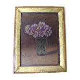 Huile sur carton "bouquet d'asters"