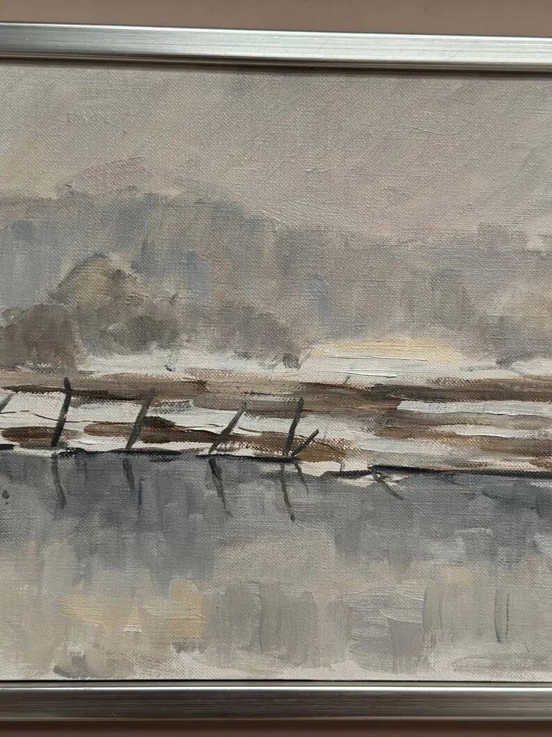 Original Swedish Oil on Canvas – “Lanskap” by K. Sjöö – Vintage & Framed – 37.5 × 29.5 cm (14.7" × 11.6")