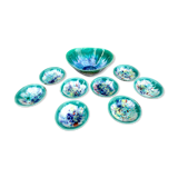 Salad bowl dessert service & 8 ramekins sandstone from the vintage Morvan 70s