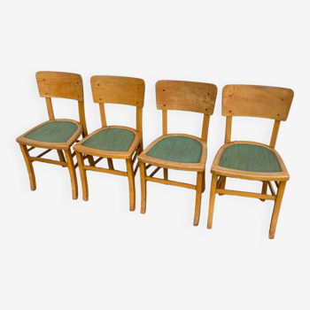 Set of 4 green bistro chairs