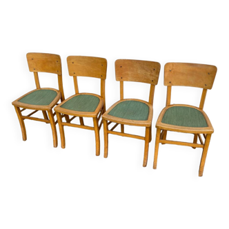 Set of 4 green bistro chairs