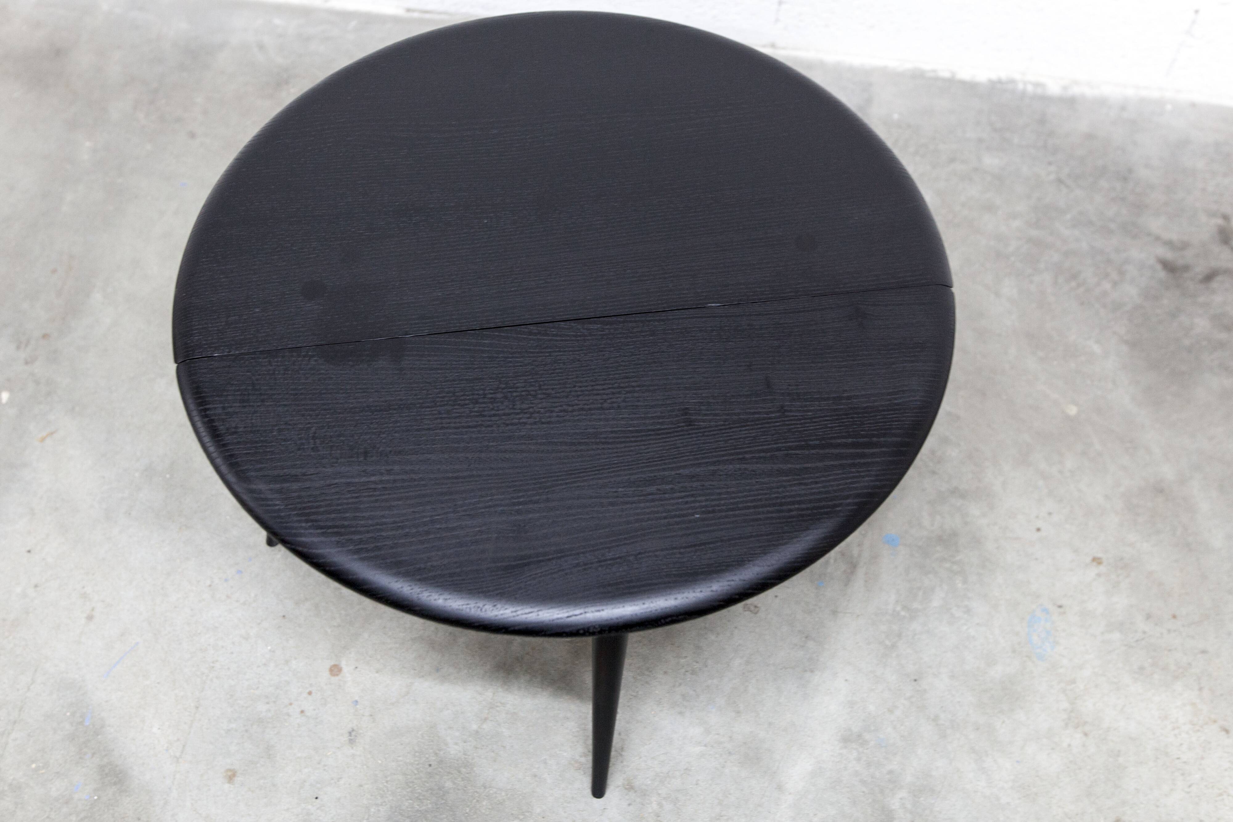 Ercol 1960 model 308 coffee table half-moon matte black