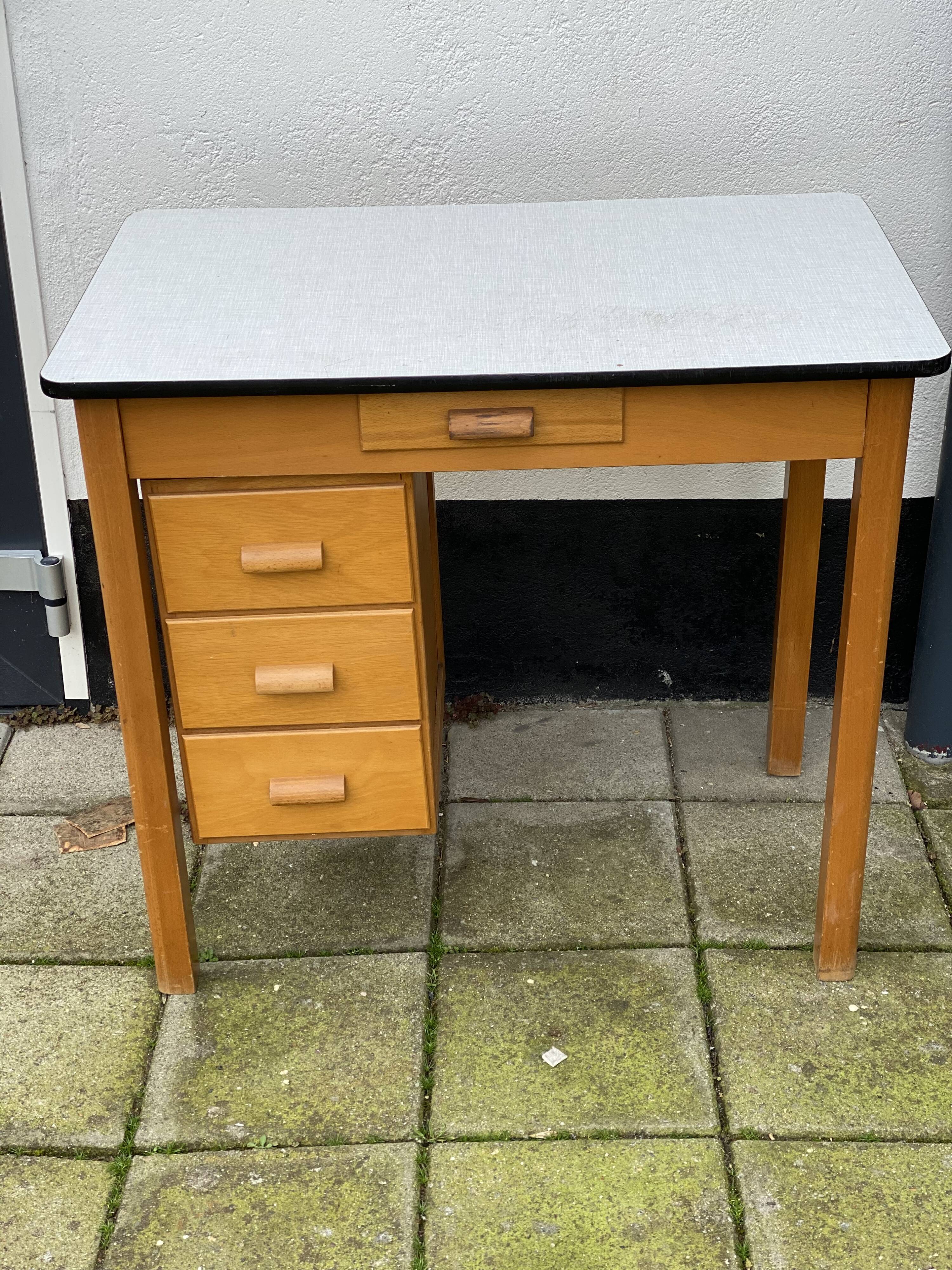 Vintage pinewood formica top desk