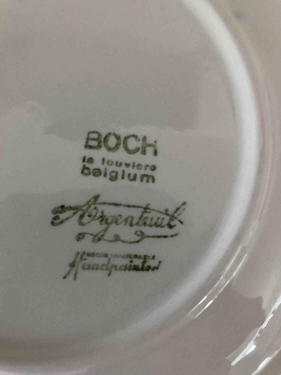 Assiettes à dessert Boch La Louvière forme delta décor Argenteuil