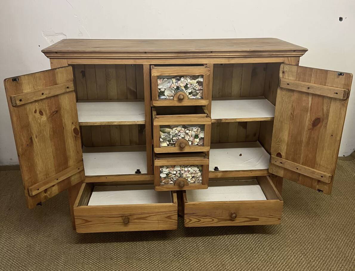 Vintage solid pitch pine chest of drawers