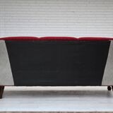 1950s, Danish 3-seater sofa, red and light grey furniture wool, oak wood.