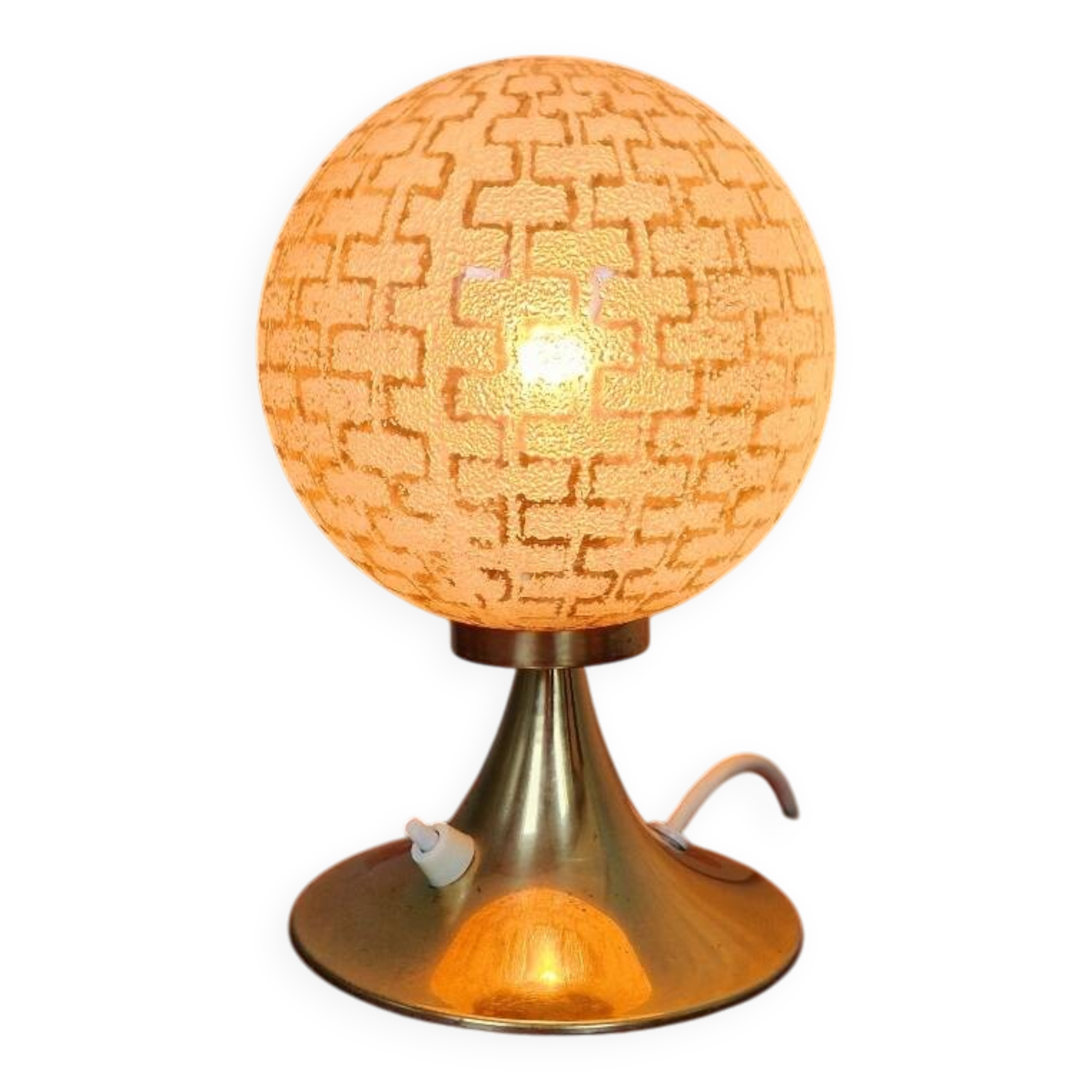 Space Age brass and textured glass table lamp, 1970s