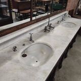 1930s Barber Cabinet | Double Salon Unit with Marble & Mirror