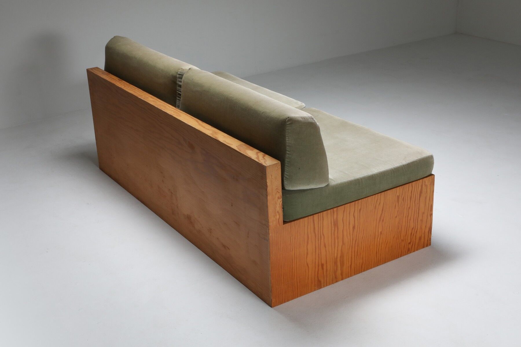 1960 Pine and Velvet Love Pitch Sofa