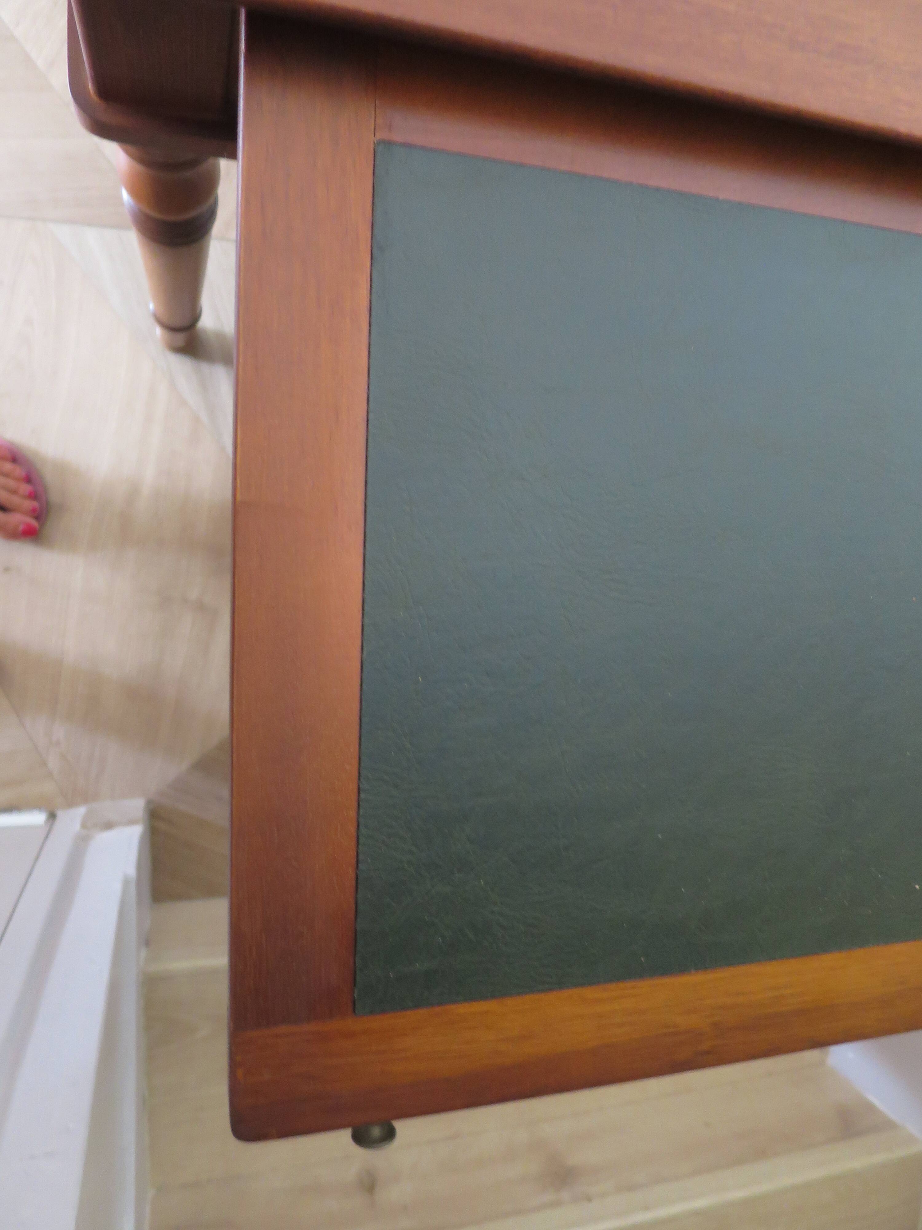 minister's desk - 2 drawers - solid wood - faux leather writing pad - Louis Philippe