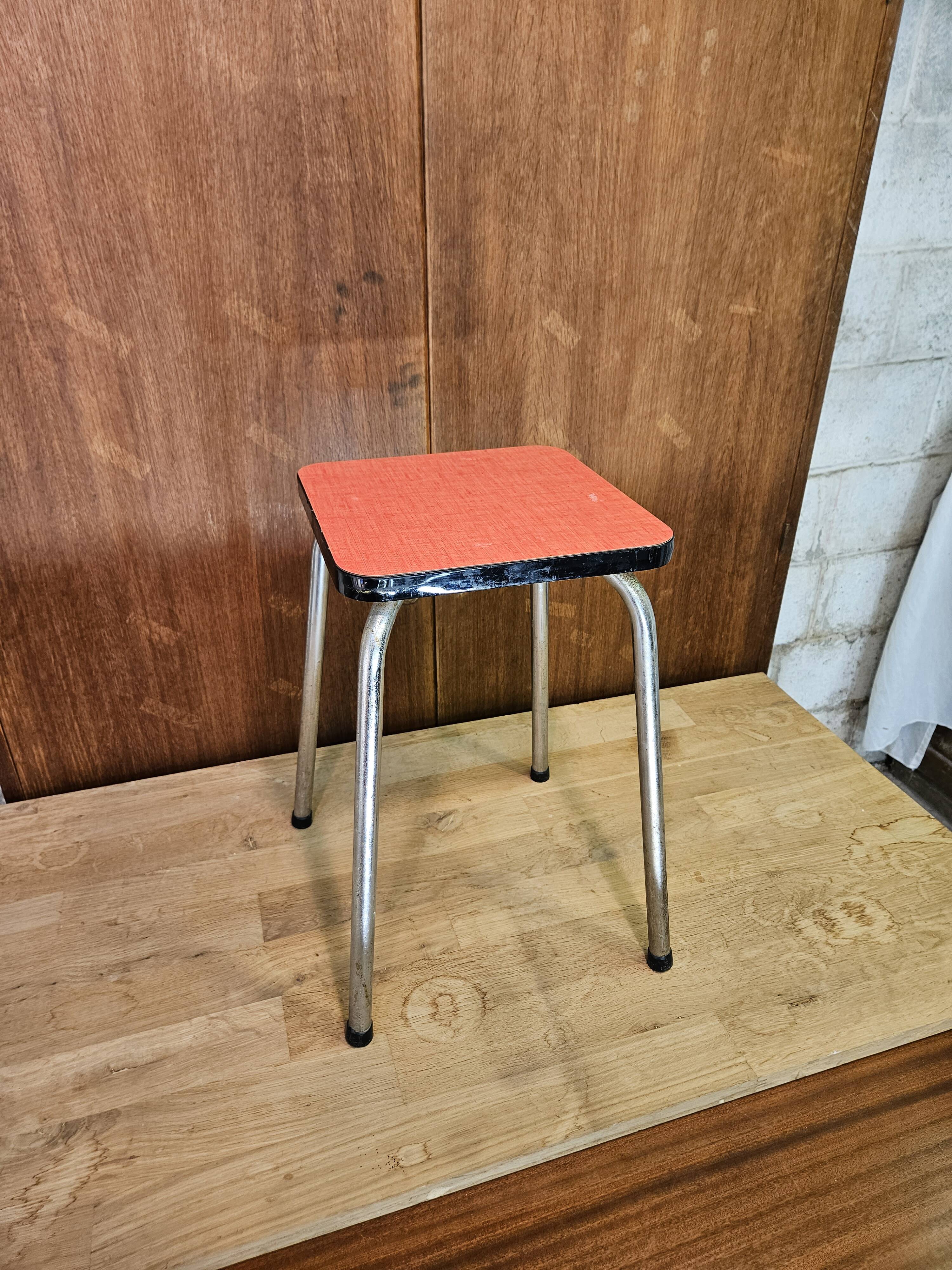Pink formica stool 1960