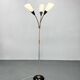 1950s Brass & Glass Adjustable Floor Lamp with Wooden Detail
