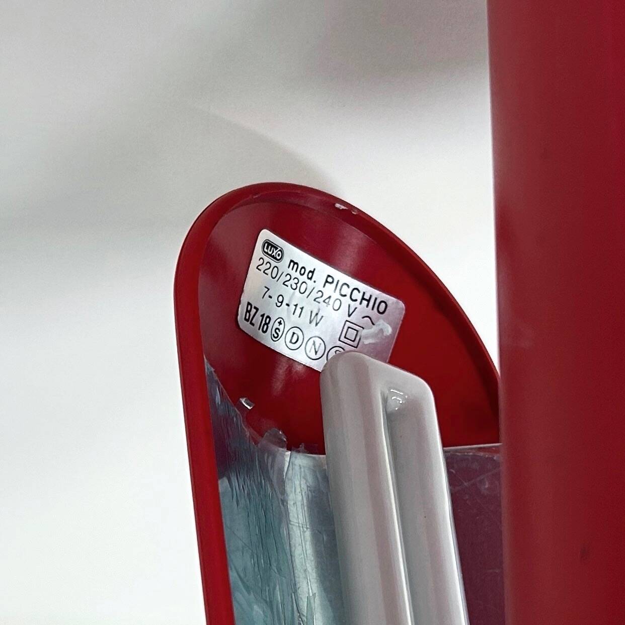 Red picchio desk lamp by isao hosoe for luxo, 1980s