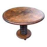 Pedestal table oak screw vintage press