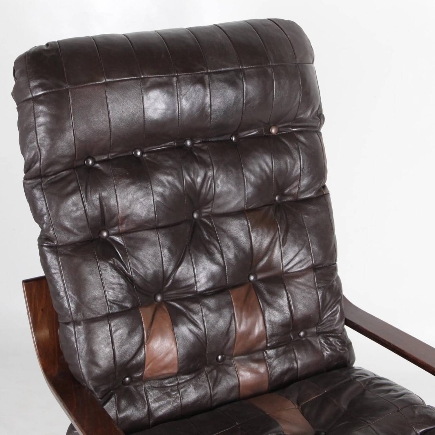 Vintage wooden and leather armchair