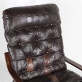 Faiteuil vintage en bois et cuir