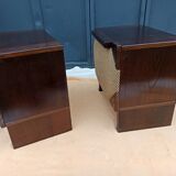 Pair of bedside tables wood and fabric - table