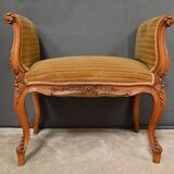 Small Louis XV Style Bench with Armrests in Blond Mahogany – 1920