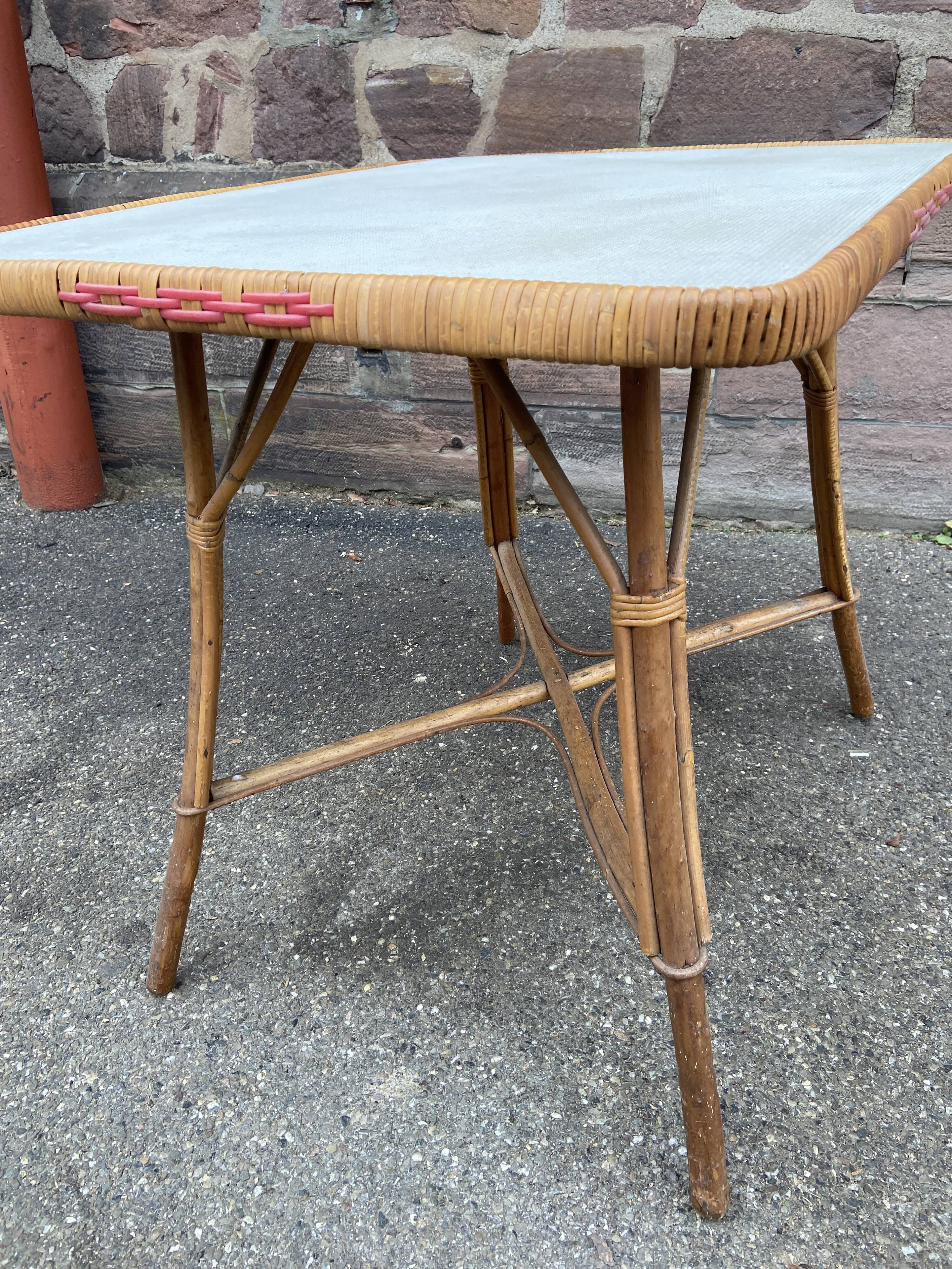 Vintage bamboo & rattan table 1950
