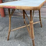 Vintage bamboo & rattan table 1950