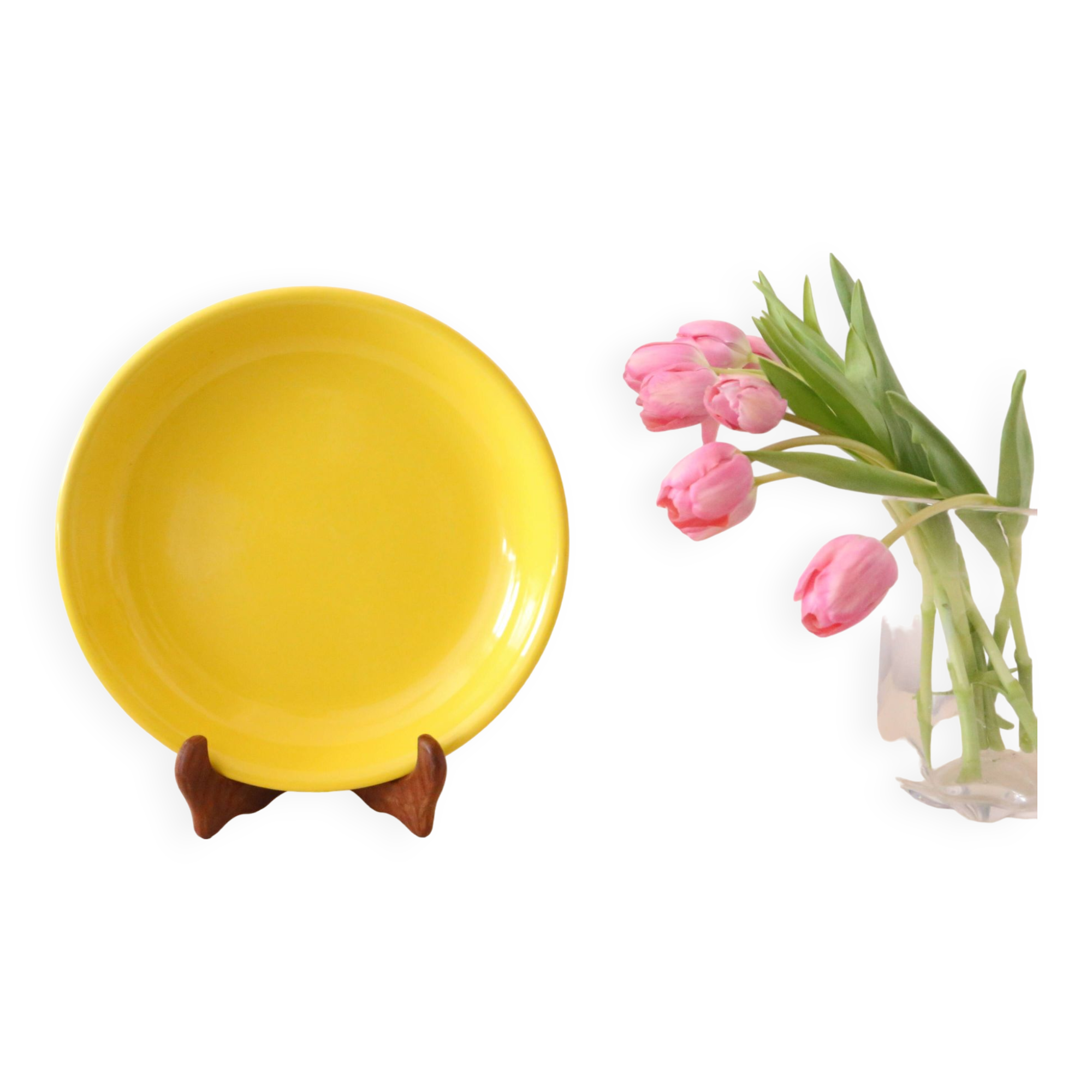 Niderviller round dish, yellow, 1970/80, vintage