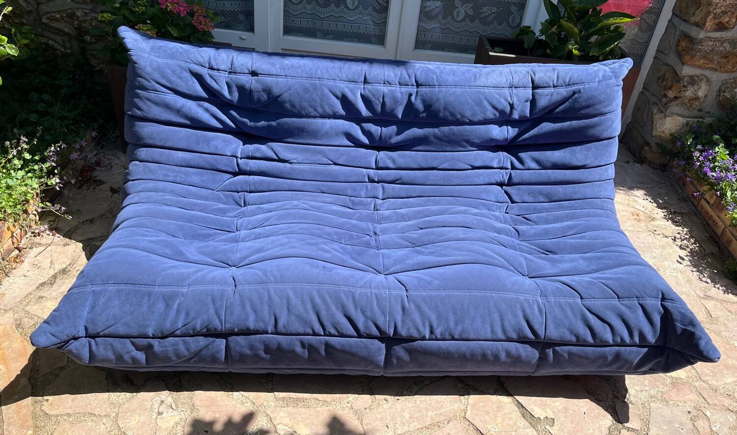 Togo 3-seater sofa in blue fabric