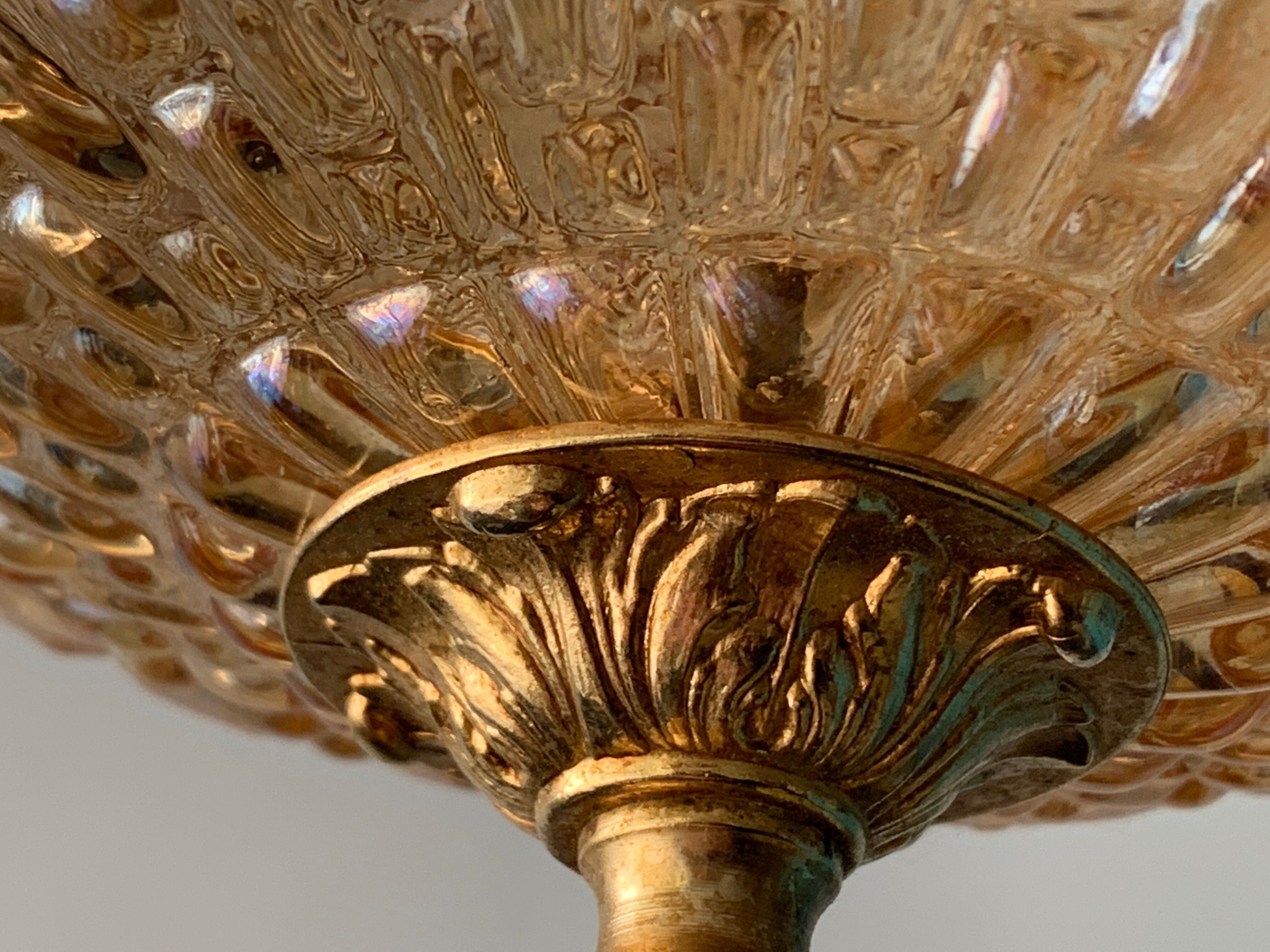 Lantern suspension in glass and brass