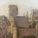 Large Antique Castle Landscape Painting, Oil On Canvas Signed Kraft 1850