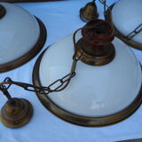 Suspension in white opaline, its edge in aged brass