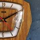 Vintage formica clock silent hexagonal wall pendulum "FFR wood"
