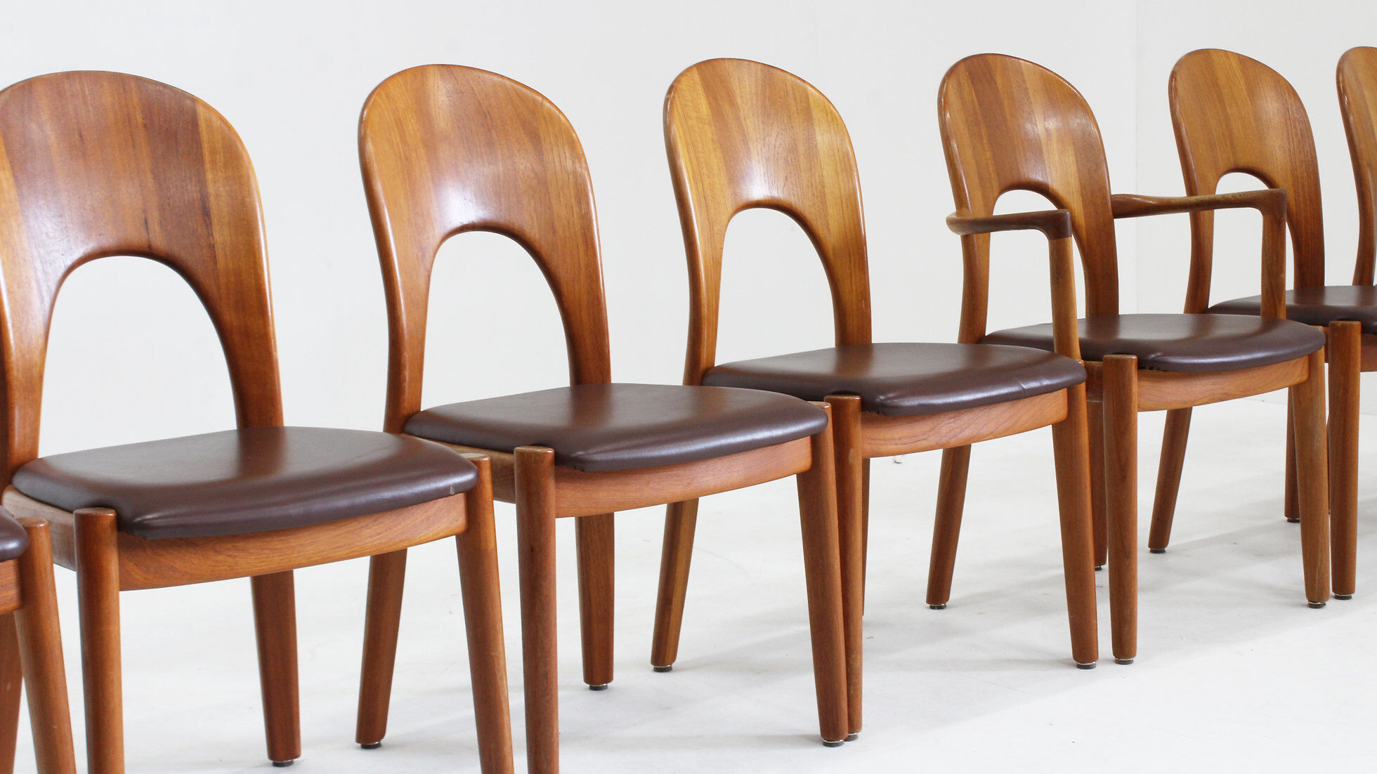 Vintage Danish teak dining chairs by Niels Koefoed set of 8