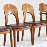 Vintage Danish teak dining chairs by Niels Koefoed set of 8