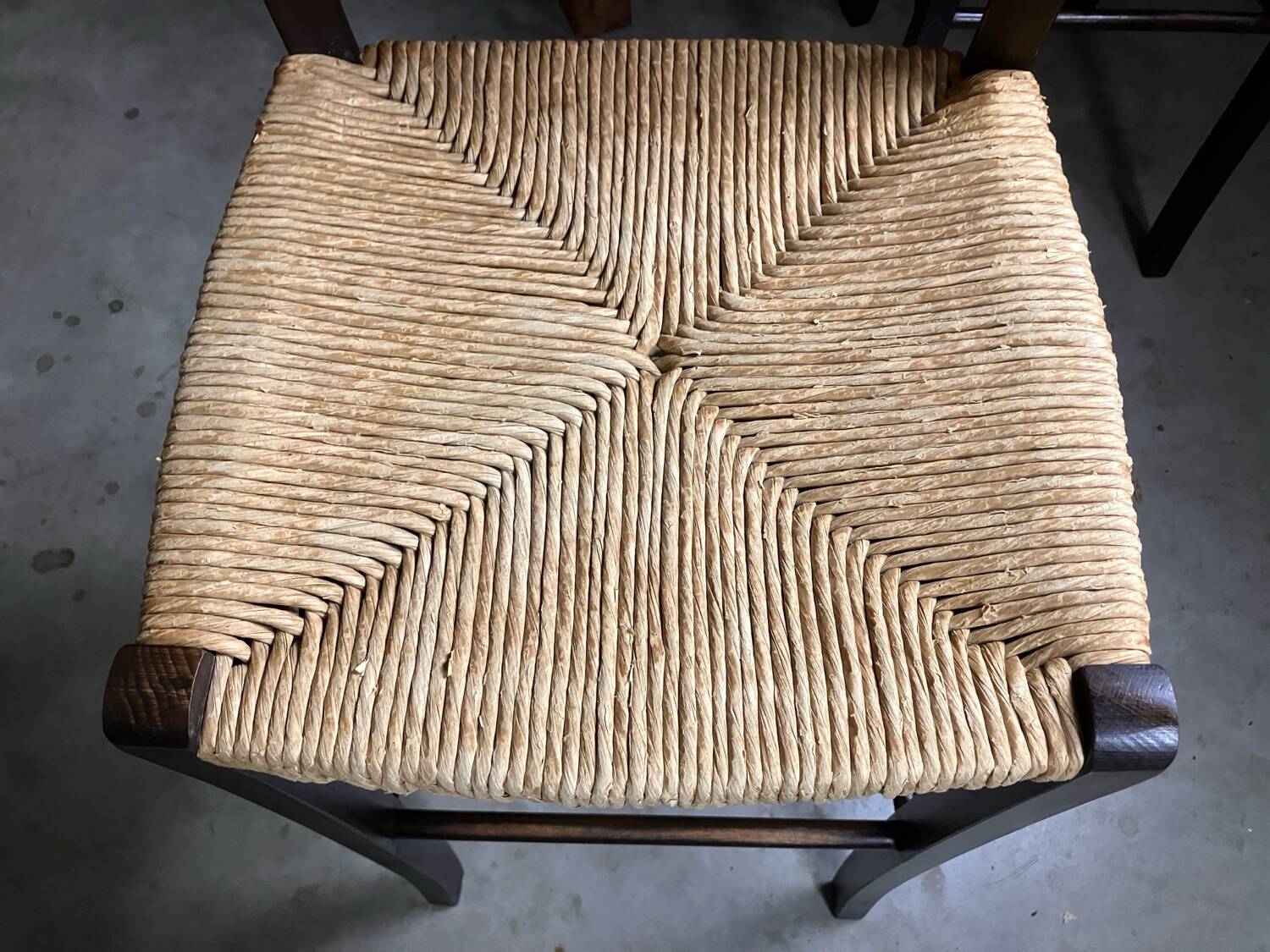 Tabouret de bar 4x vintage jonc brocante