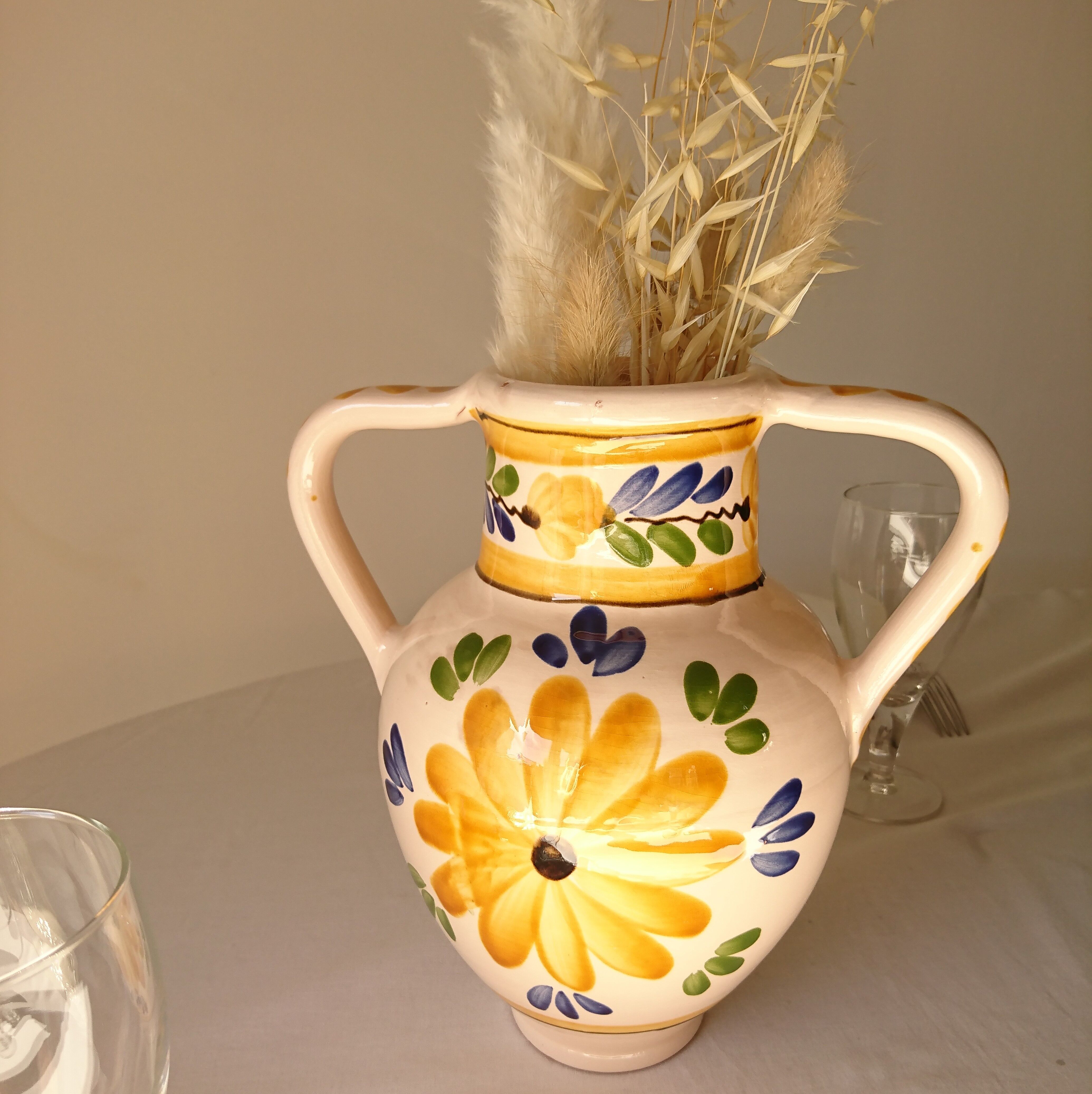 Vase amphora ceramic decoration flowers