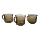 3 smoked glass cups
