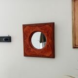 Vintage mirror in carved solid wood, 35 cm