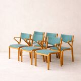Set of 6 Kinnarps chairs in curved wood — Scandinavian design
