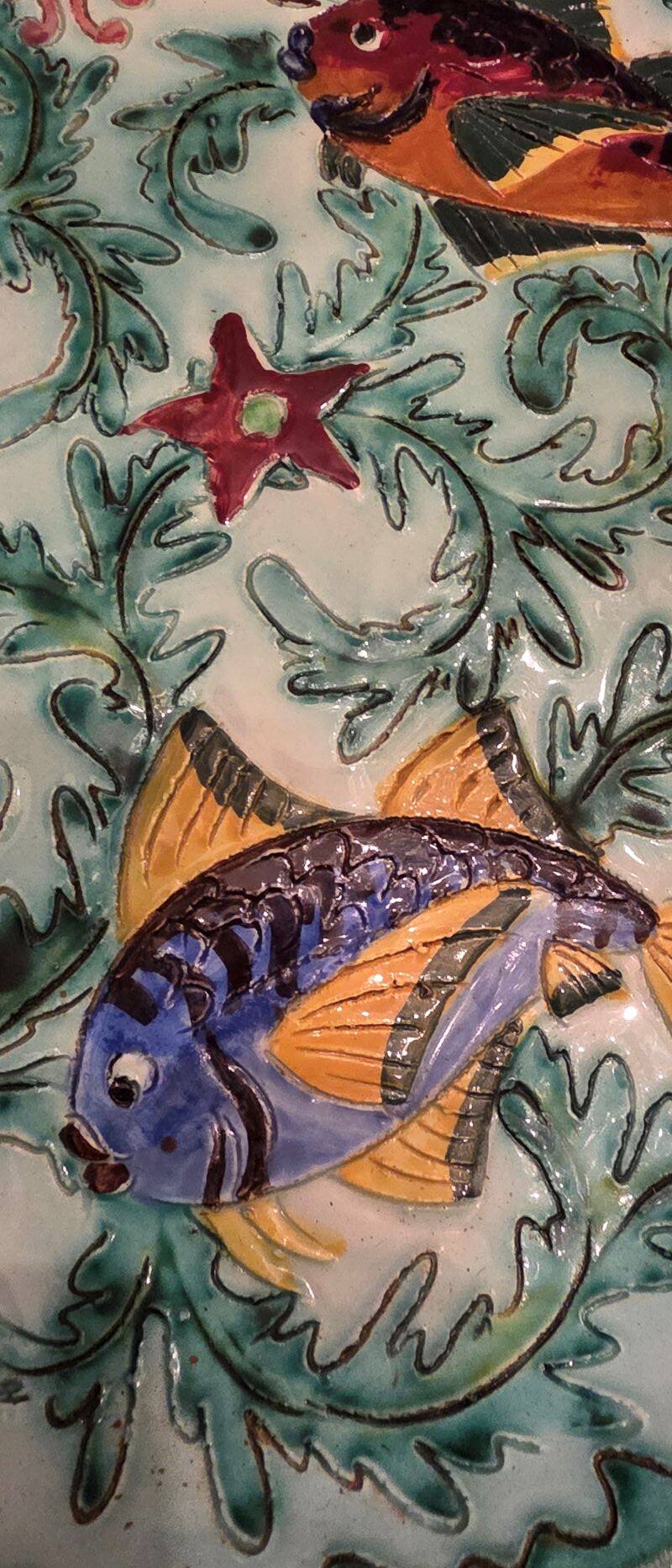 Cerart Monaco Round Plate on Small Foot Enamelled Ceramic circa 1950