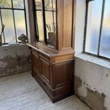 Old XL Napoleonic oak glass bookcase, 19th century