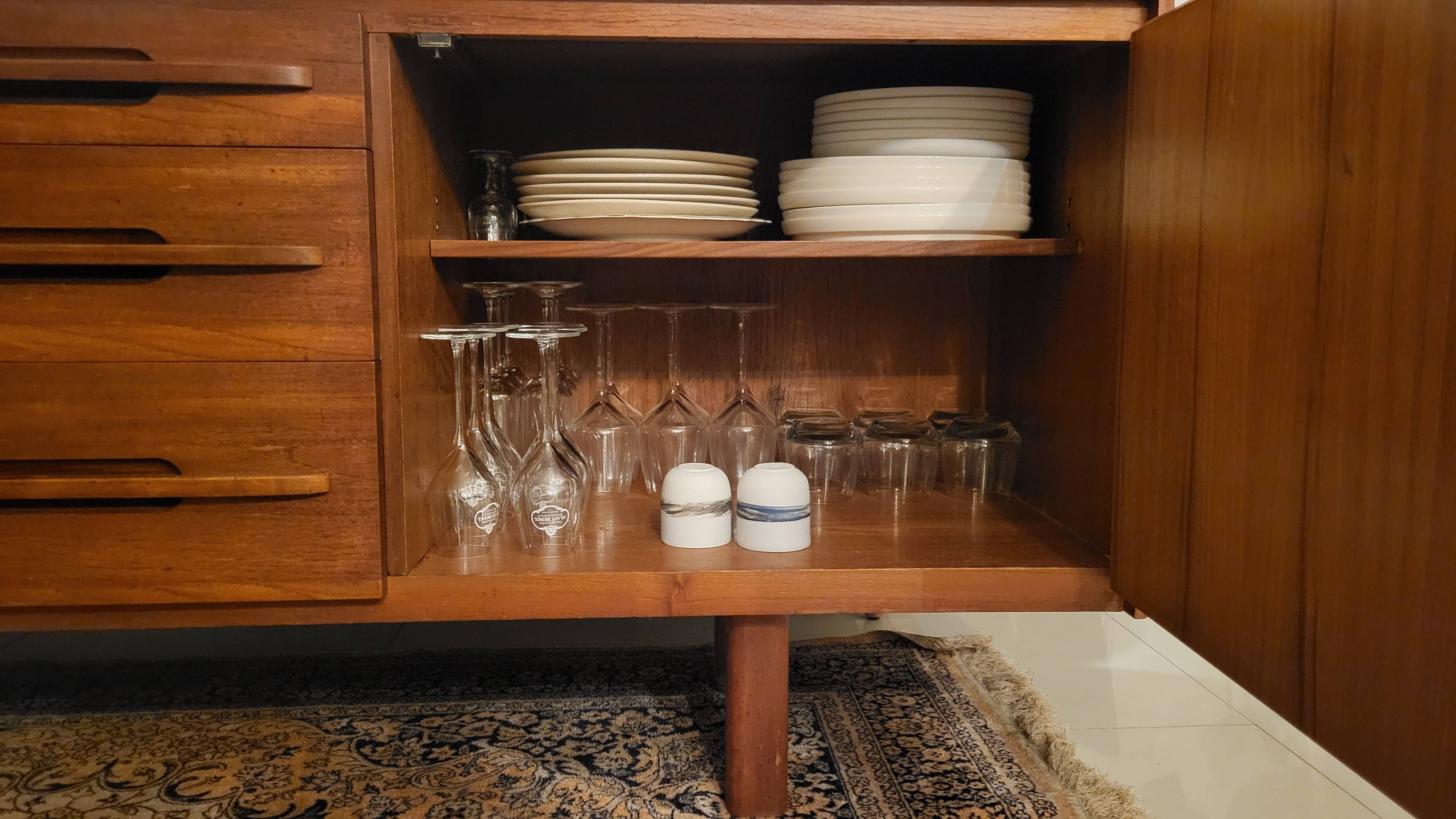 Sleek vintage Scandinavian sideboard with long handles