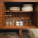 Sleek vintage Scandinavian sideboard with long handles