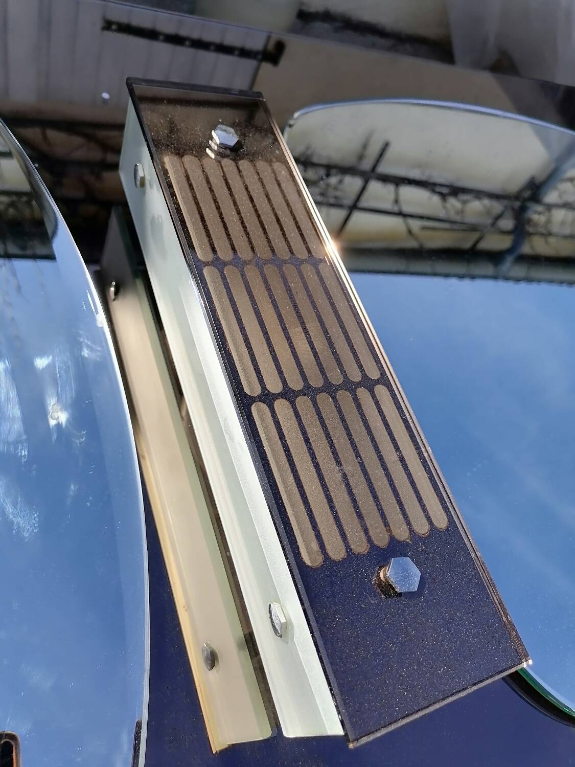 Large double mirrors 3 sconces brown smoked glass fontana arte style 1960 70