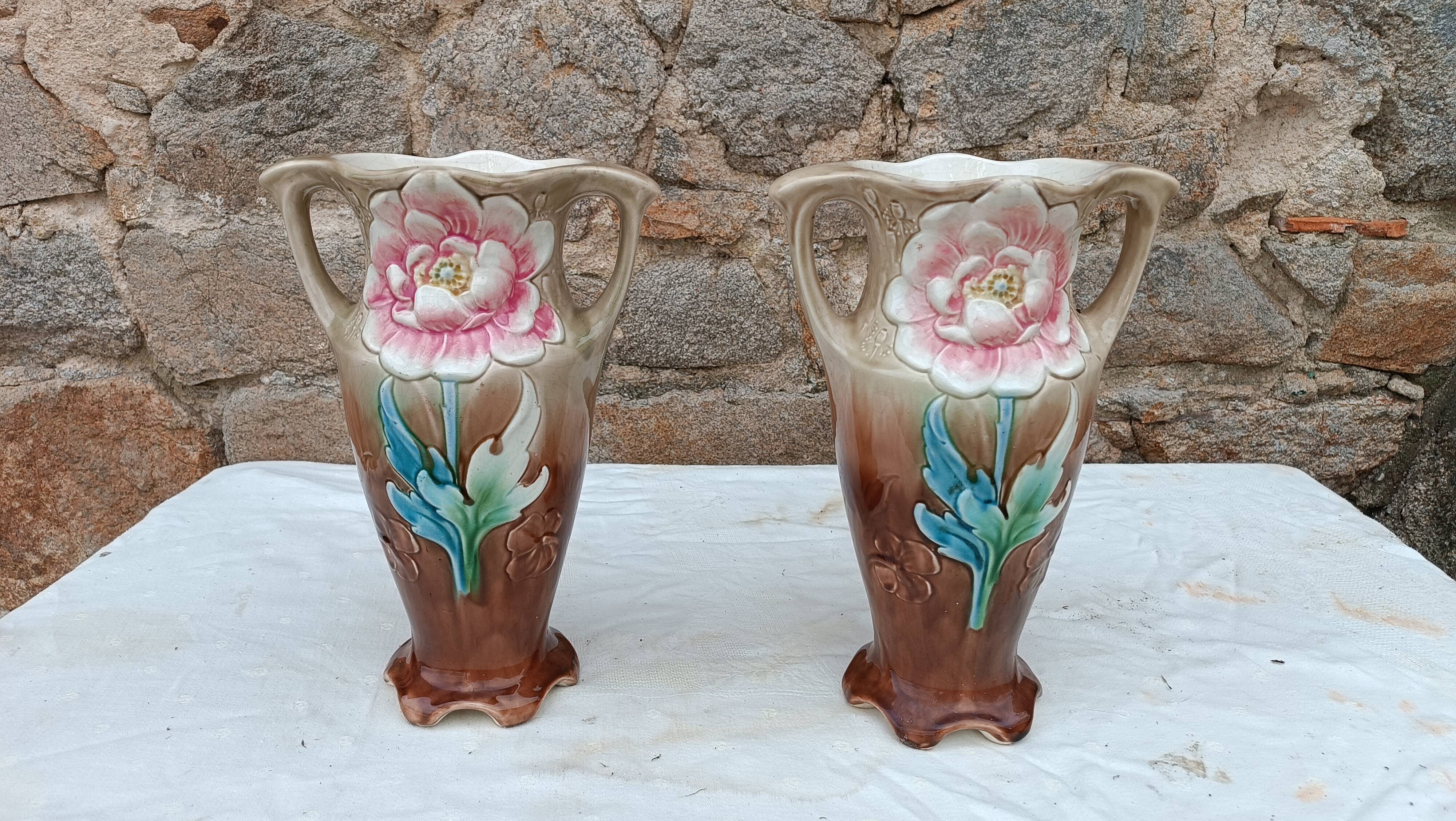 Pair of slipware vases