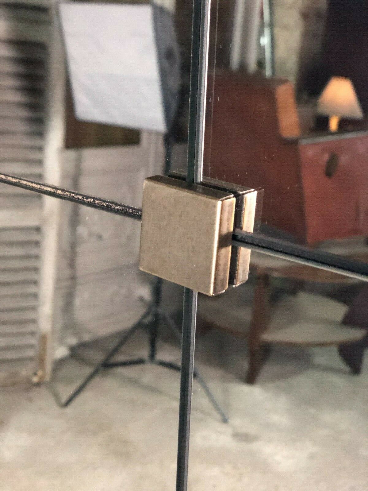 Square brewery mirror in metal champagne color 178 cm