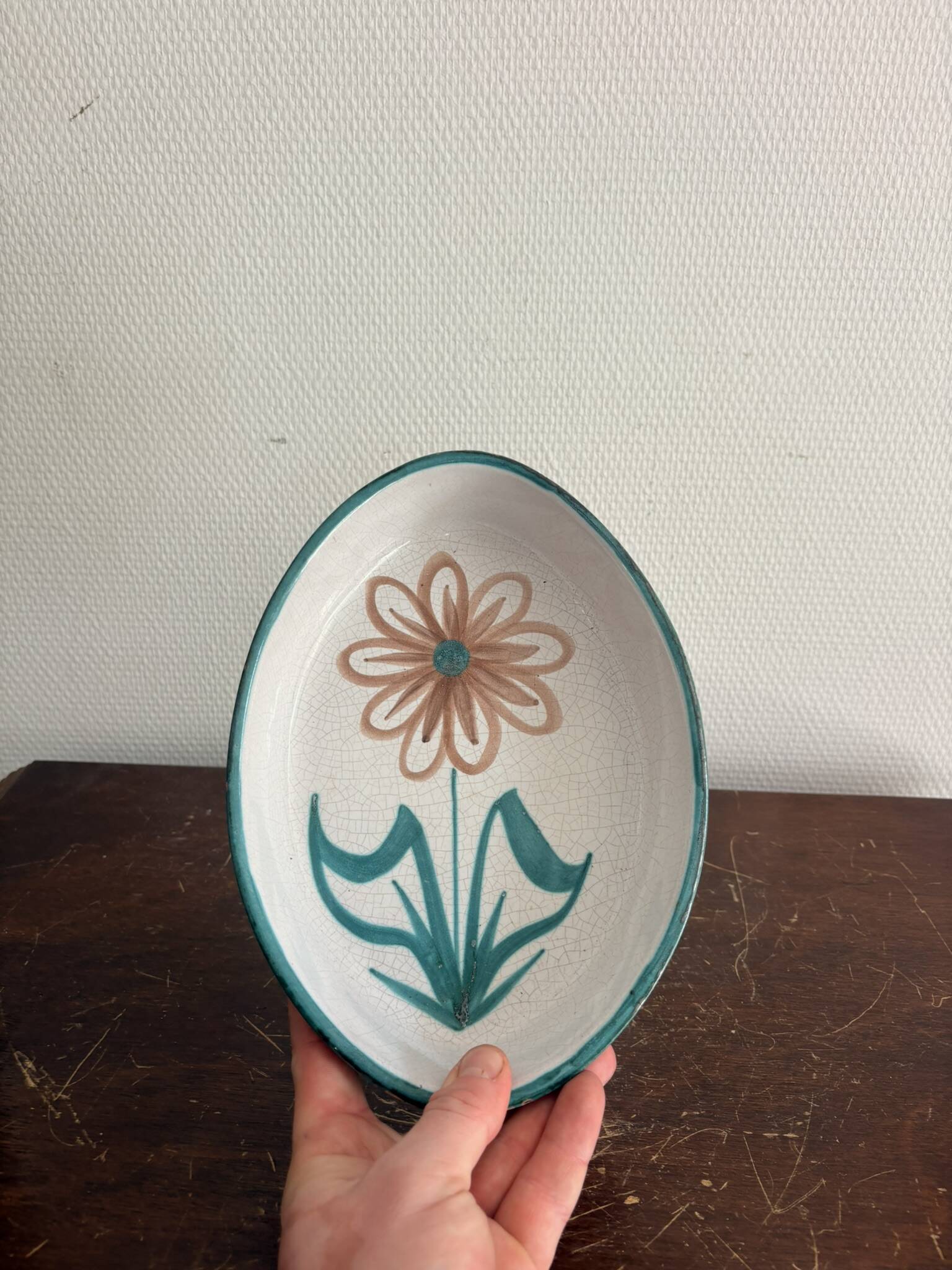 Oval Plate Daisy Ceramic Vallauris Robert Picault Vintage 50s